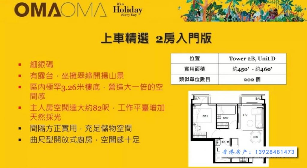 香港新盘「OMA OMA」新推单位1房399.9万起 第4张- 香港oma oma两房户型图 (1)