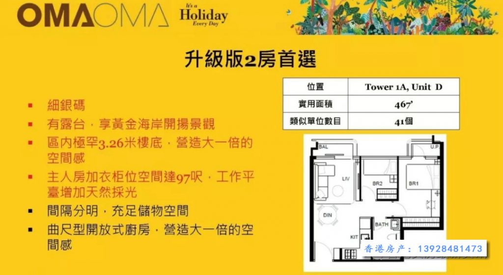 香港新盘「OMA OMA」新推单位1房399.9万起 第3张- 香港oma oma三房户型图 (1)