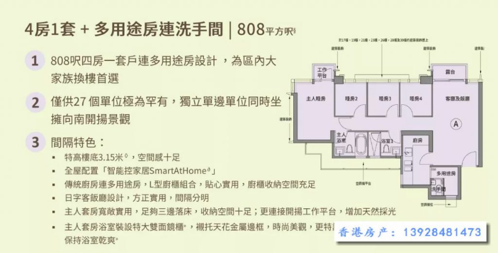 明翘汇 (THE GRAND MARINE) 第6张- 香港明翘汇户型图(4房)