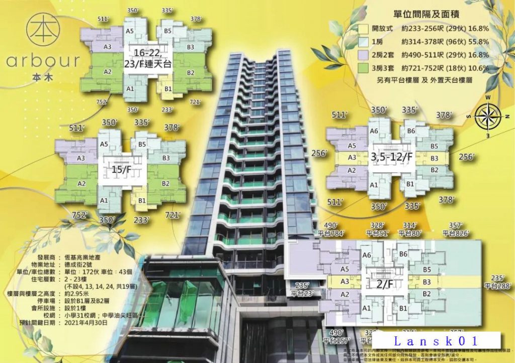 香港本木加推第4张价单折扣后2.5万起 第2张- 香港本木户型图