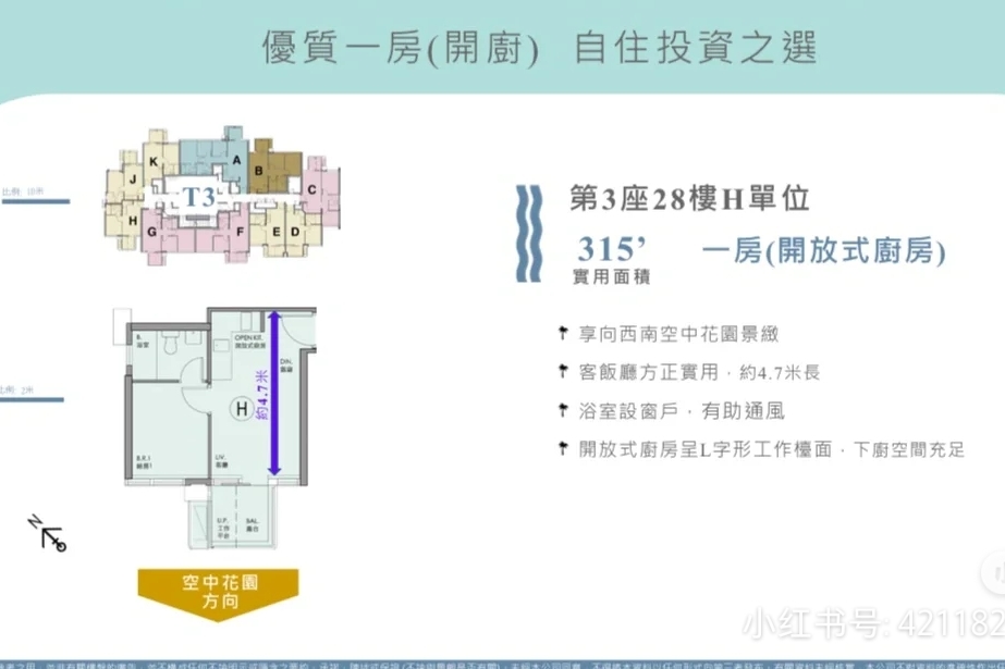 香港MIAMI QUAY首页网站|户型价格|学校配套|交通地段 第2张- MIAMI QUAY的1房1厅户型图