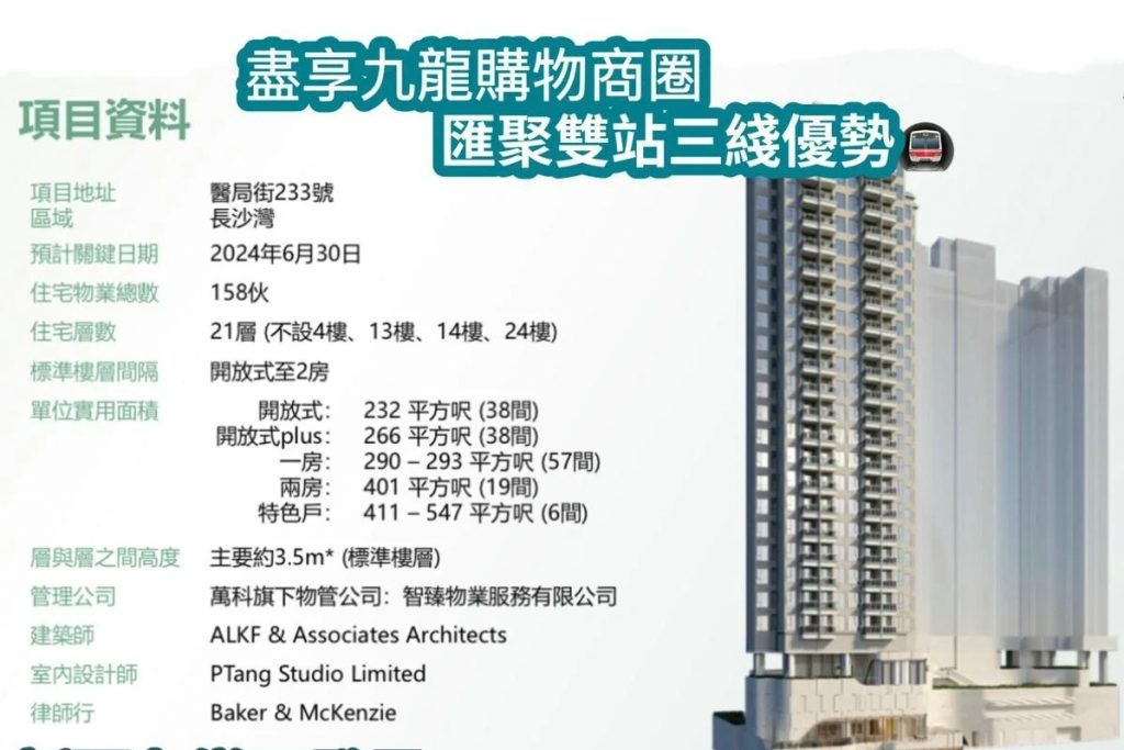 香港九龙新楼盘连方项目首轮销售涉及30个单位 第2张-