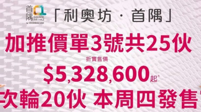 [加推]－利奥坊首隅加推房价532万起