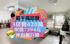 屯门居屋兆康苑三房单位房价420万元成交