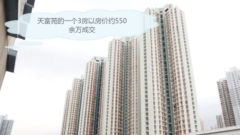 香港嘉湖山庄附近的天富苑的一个3房以房价约550余万成交